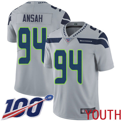 Seattle Seahawks Limited Grey Youth Ezekiel Ansah Alternate Jersey NFL Football 94 100th Season Vapor Untouchable
